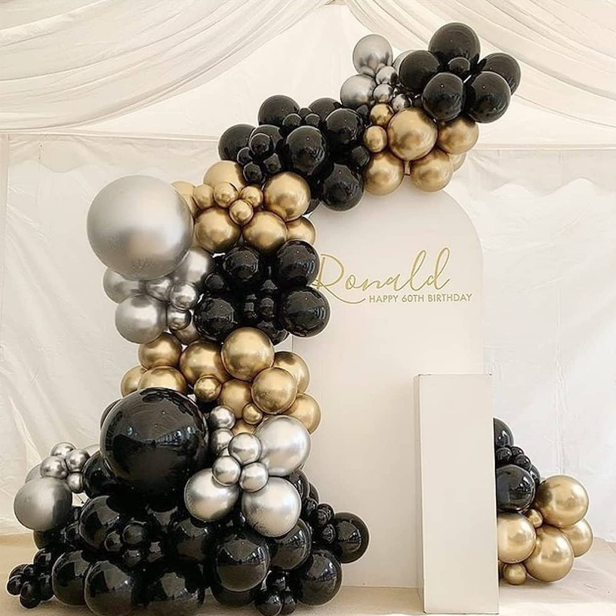 50th Birthday Decorations Kit - Gold Black and Silver Color