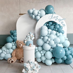 DIY Double Stuffed Balloon Garland Kit - Shades of Blue, Slate, Baby Blue, Birthday Party, Baby Shower, Party Decoration