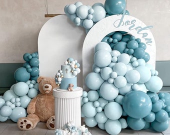 DIY Double Stuffed Balloon Garland Kit - Shades of Blue, Slate, Baby Blue, Birthday Party, Baby Shower, Party Decoration