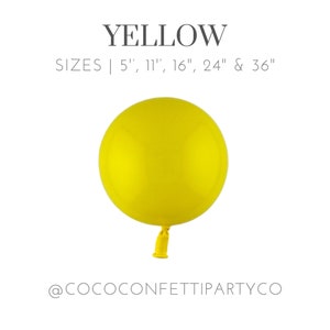 Yellow Premium Latex Balloons, MATTE, Individual Balloons for Party Decorations, Balloon Bouquets, Birthday Party, Citrus Theme, Baby Shower