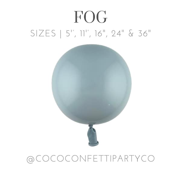 Light Grey Fog Premium Latex Balloons, MATTE, Individual Balloons for Party Decorations, Balloon Bouquets, Baby Shower, Birthday Decor