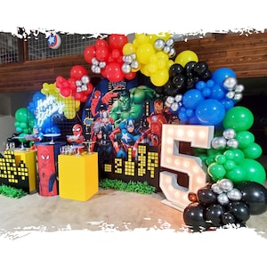 SUPERHERO Party Balloon Garland Kit - Party Decoration, Comic Book Party, Boys Birthday Decorations, Balloon Arch, Avengers Inspired