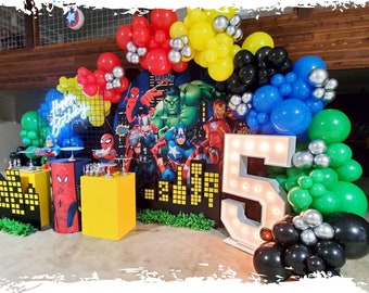 SUPERHERO Party Balloon Garland Kit - Party Decoration, Comic Book Party, Boys Birthday Decorations, Balloon Arch, Avengers Inspired