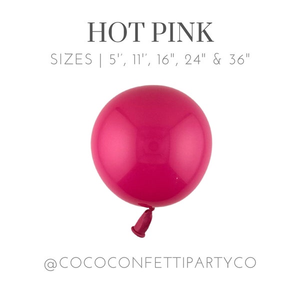 Hot Pink Premium Latex Balloons, MATTE, Individual Balloons for Party Decorations, Balloon Bouquets, Birthday Party, Bachelorette Party
