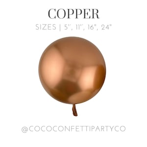 Copper Premium Latex Balloons, SHINY CHROME, Individual Balloons for Party Decorations, Balloon Bouquets, Autumn Party, Fall Baby Shower
