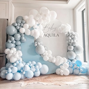 DIY Double Stuffed Balloon Garland Kit - Shades of Blue, Sand, White, Fog, Baby Shower, Birthday Party, Baby Boy, Party Decorations