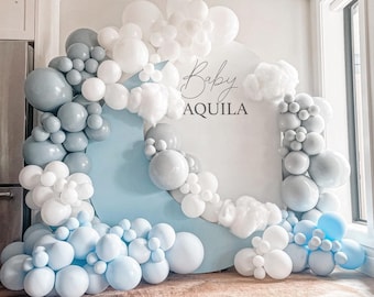 DIY Double Stuffed Balloon Garland Kit - Shades of Blue, Sand, White, Fog, Baby Shower, Birthday Party, Baby Boy, Party Decorations