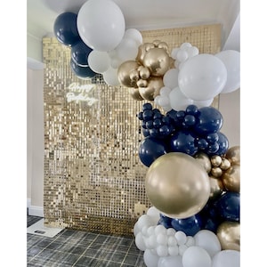 Navy & Gold Balloon Garland Kit – Classic Balloon Arch for Milestone Birthday, Graduation Party, or Elegant Retirement Celebration Backdrop