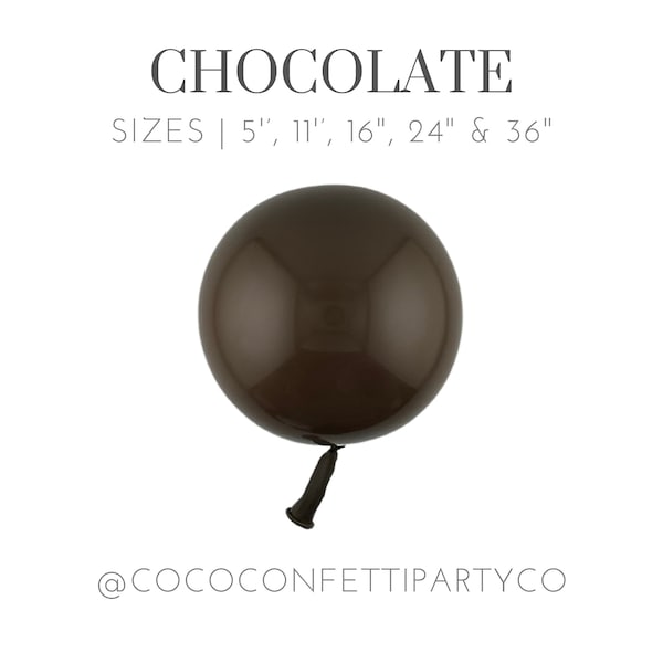Chocolate Premium Latex Balloons, MATTE, Individual Balloons for Party Decorations, Balloon Bouquets, Boho, Earth Tone, Rustic, Dark Brown