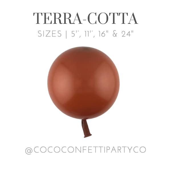 Terra-cotta Premium Latex Balloons, MATTE, Individual Balloons for Party Decorations, Balloon Bouquets, Boho, Rustic, Clay, Burnt Orange