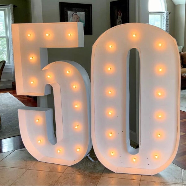 DIY Pre-Cut Light Up Marquee Numbers in 3FT and 4 FT - Mosaic Number Frame, Birthday Party Decoration, Milestone Event