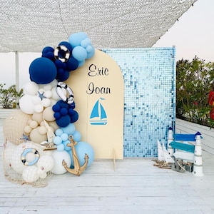 Nautical Balloon Garland | Balloon Arch, Matte Colors, Nautical Party Decorations, Baby Shower, Bachelorette Party, Ahoy its a boy