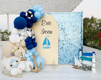 Nautical Balloon Garland | Balloon Arch, Matte Colors, Nautical Party Decorations, Baby Shower, Bachelorette Party, Ahoy its a boy