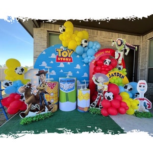 Toy Story Inspired Balloon Garland Kit – Cowboy & Space Ranger Party Decorations, 1st Birthday Balloon Arch, Kids Birthday Backdrop
