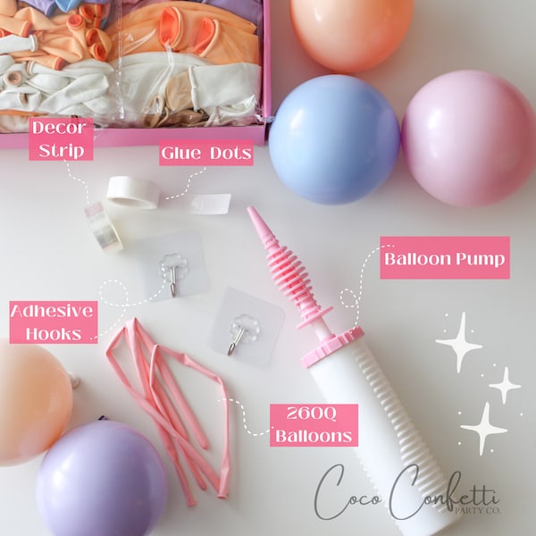 Basic Balloon Garland Accessories, Glue Dots, Décor Strip, Wall Hooks, Balloon Decorations, Party Supplies, Balloon Accessories