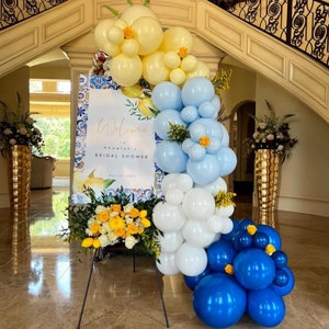 Blue Tile and Lemon Balloon Garland - Mediterranean Bridal Shower, Engagement Party, Baby Shower, Blue Tiles, Italian, Main Squeeze Inspired