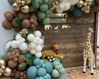 Safari Balloon Garland Kit – Wild One Jungle Balloon Arch for Baby Shower, Two Wild Birthday, Safari Theme Party Decorations Backdrop