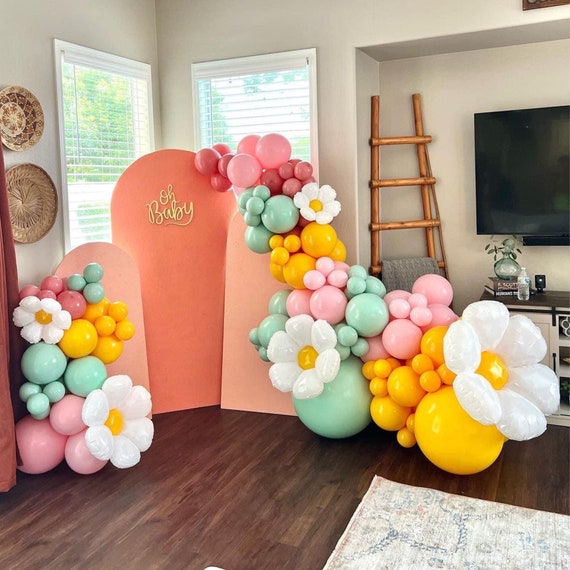 Daisy Flower Balloons DIY Kit Rainbow - Daisy Flower Balloon Garland Arch  Colorful Party Decorations for Birthday, Baby Shower, Wedding, Engagement