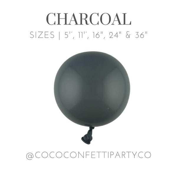 Dark Grey Charcoal Premium Latex Balloons, MATTE, Individual Balloons for Party Decorations, Balloon Bouquets, Baby Shower, Smoke