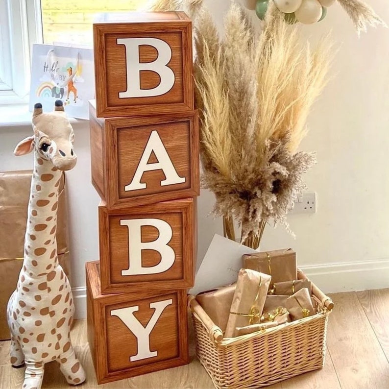 Rustic Baby Shower Blocks- Baby Shower Decoration, Woodland, Wild One ...