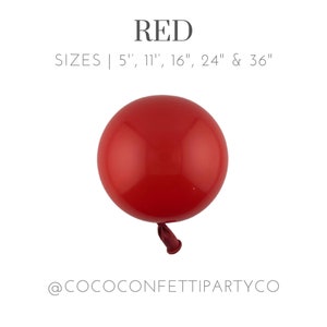 Red Premium Latex Balloons, MATTE, Individual Balloons for Party Decorations, Balloon Bouquets, Baby Shower, Birthday Décor