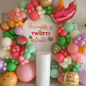 TWOtti Frutti Balloon Garland - 2nd Birthday, Birthday Decoration, Two Sweet, Tropical Party, Fruit Party, Second Birthday, Fruit Balloons