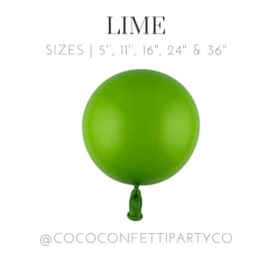 Lime Green Premium Latex Balloons, MATTE, Individual Balloons for Party Decorations, Balloon Bouquets, Tropical Party