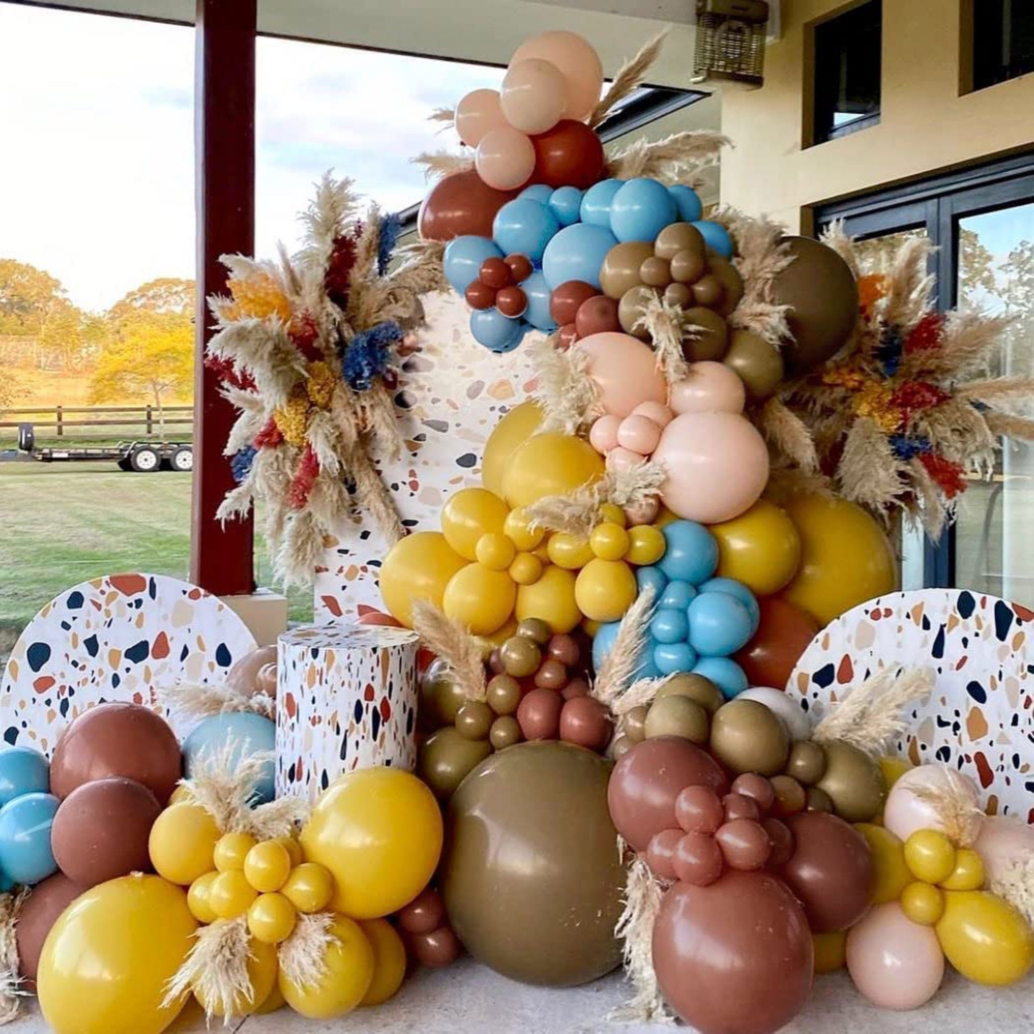 Boho Blue Balloon Arch Kit Western Party Decoration My First Rodeo Holy Cow Im One How the West was One Rodeo Birthday Party