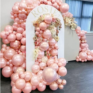 Pearlized Pink Balloon Garland | Balloon Arch, Pearl Pink, Double Stuffed Balloon Garland, Girls Birthday, Bridal Shower, Bachelorette Party