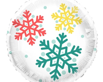 Holiday Inspired 18'' Specialty Mylar Balloons, Christmas Party Decorations, Holiday Party, Snowflake Design