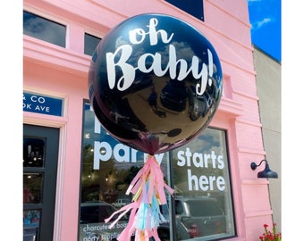 JUMBO Oh Baby Gender Reveal Confetti Balloon - Baby Shower, Gender Reveal Party Decor, Boy or Girl, He or She, Blue and Pink Party