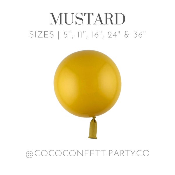 Mustard Yellow Premium Latex Balloons, MATTE, Individual Balloons for Party Decorations, Balloon Bouquets, Sunflower Party, Yellow Theme