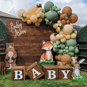Woodland Balloon Garland Kit – Neutral DIY Balloon Arch for Baby Shower, Forest Birthday Decorations, Rustic Green & Caramel Party Backdrop