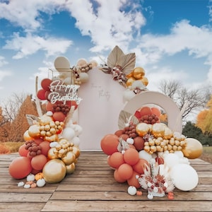 Autumn Balloon Garland Kit - Balloon Arch, Baby Shower, Birthday, Halloween, Bridal Shower, Thanksgiving, Burnt Orange, Sand, Gold, White