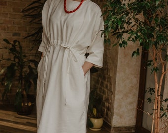 linen dress with lace bottom