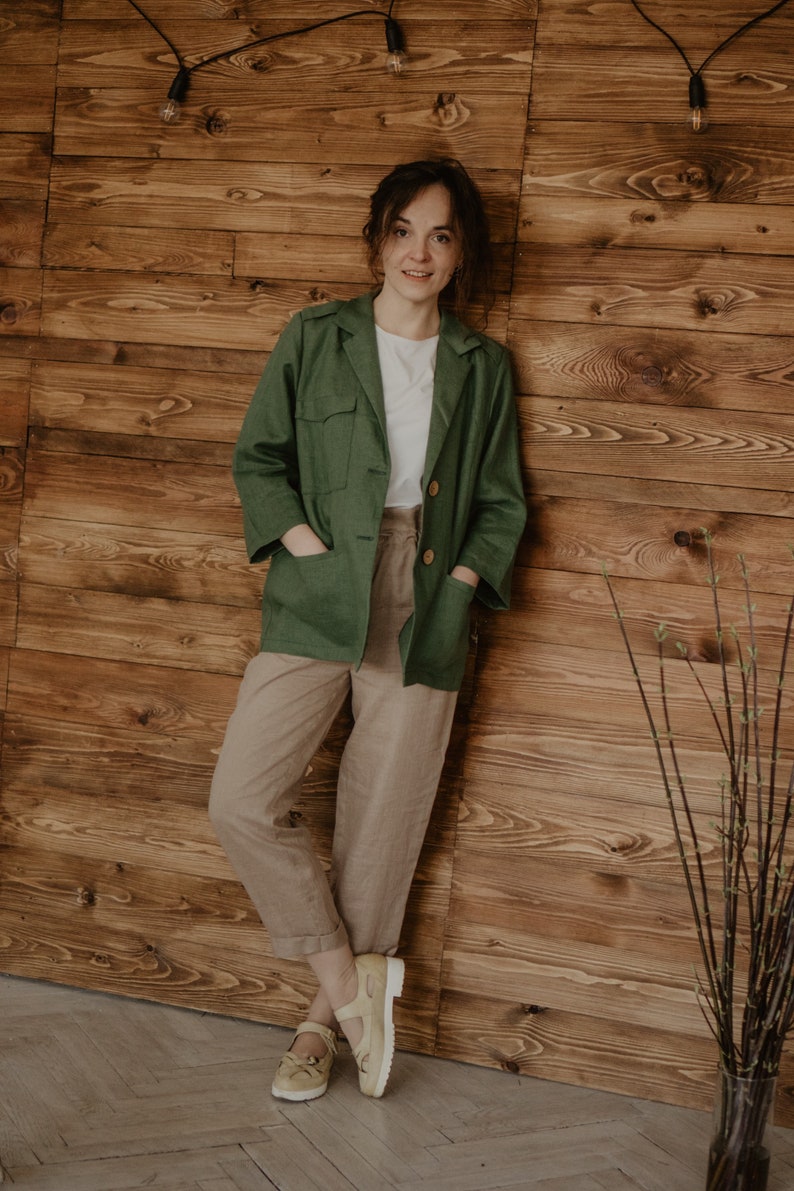 oversized linen jacket image 3