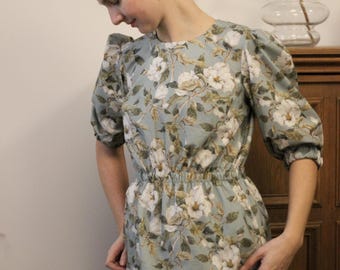 Floral Puff Sleeve Blouse – Sage Green Romantic Women’s Top