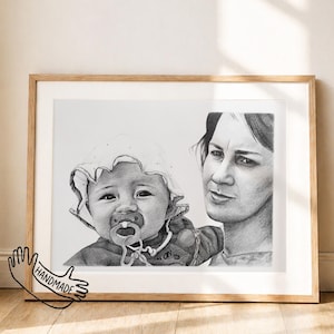 Individuelle Porträtzeichnung nach Fotovorlage,Geschenkidee, Vatertag, Muttertag,Erinnerung zeichnen, persönliches Geschenk, Handgezeichnet