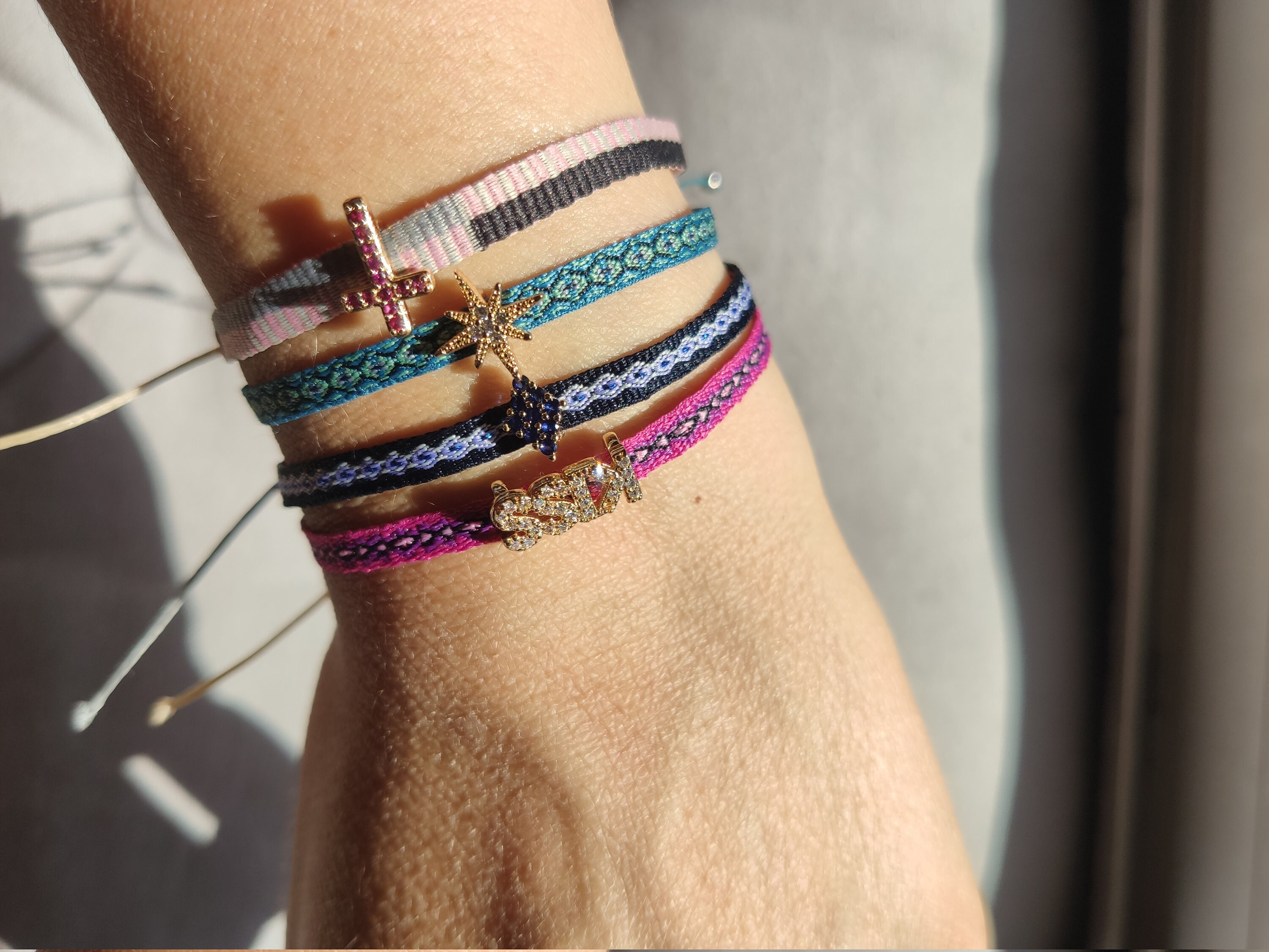 Woven rope bracelet with charm's Etsy