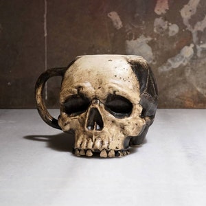 Ghost Skull Mug, Handmade Gift Mug, Horror Mug, Halloween Unique Gift, Gothic Mug, Scary Decor, Gothic Decor, Spooky