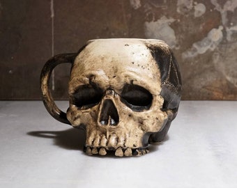 Ghost Skull Mug, Handmade Gift Mug, Horror Mug, Halloween Unique Gift, Gothic Mug, Scary Decor, Gothic Decor, Spooky