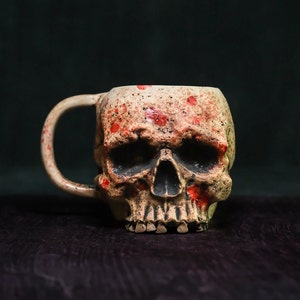 Bloody Skull Mug,  Horror Mug, Unique Gift, Gothic Mug, Scary Decor, Gothic Decor, Hand Painted, Handmade Ceramic Gift, Dark Art Collection