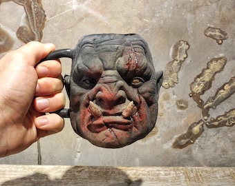 Handmade Ceramic Orc Mug, Handmade Gift Mug