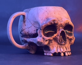 Skull Mug,  Goth Gift Handmade Mug, gothic home decor, Creepy Handmade Mug, Custom mug, Unique Gift, Unique Handmade Ceramic, Skeleton mug