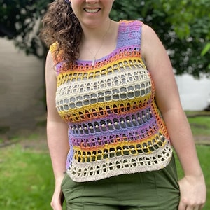 Crossed Out Tank Pattern - Crochet Pattern - Top Pattern with Beads!