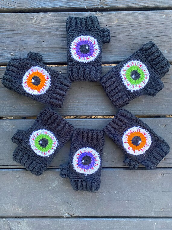 I See You Fingerless Gloves - crochet gloves - fall accessory - gothic gloves