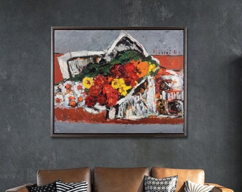 Gernot Kissel Original Kunstbild | Blumen | Öl auf Leinwand gerahmt |  80 x 100 cm