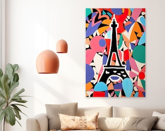 Paris Eiffelturm abstraktes Kunstbild | hochwertiger Druck auf Leinwand
