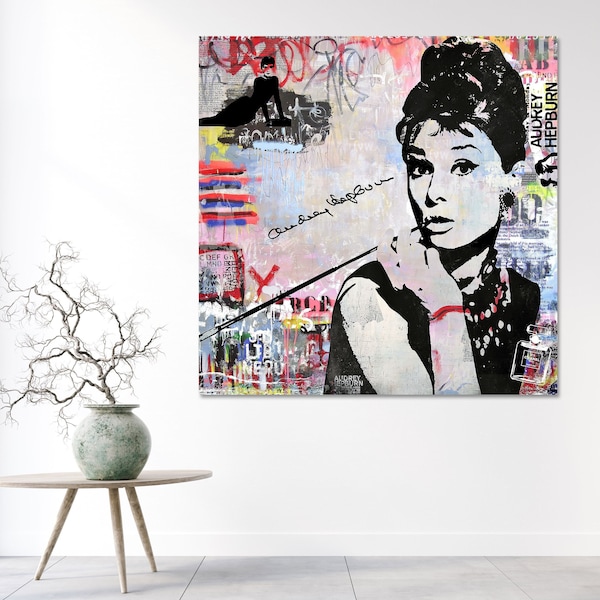 Audrey Hepburn Popart | hochwertiger Druck auf Leinwand