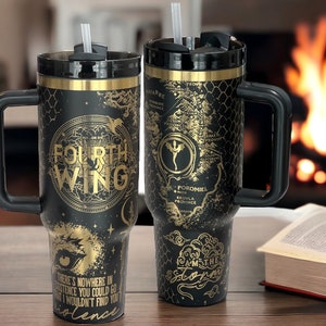 Dragon Fantasy Fourth Wing 40oz Tumbler, Fantasy Book Lover, Stanley like Quencher, Laser Engraved, Book Club Merch, Booktok, Smut Books